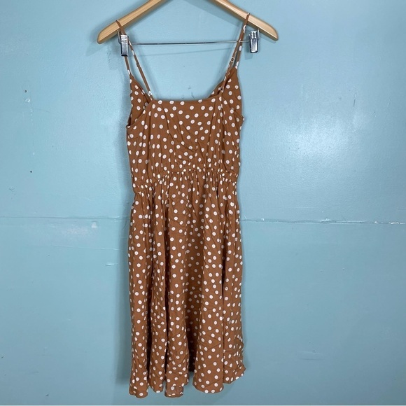 L’agence Cowl‎ Neck Midi Dress Polka Dot Tan & White Sz XS - Picture 4 of 5